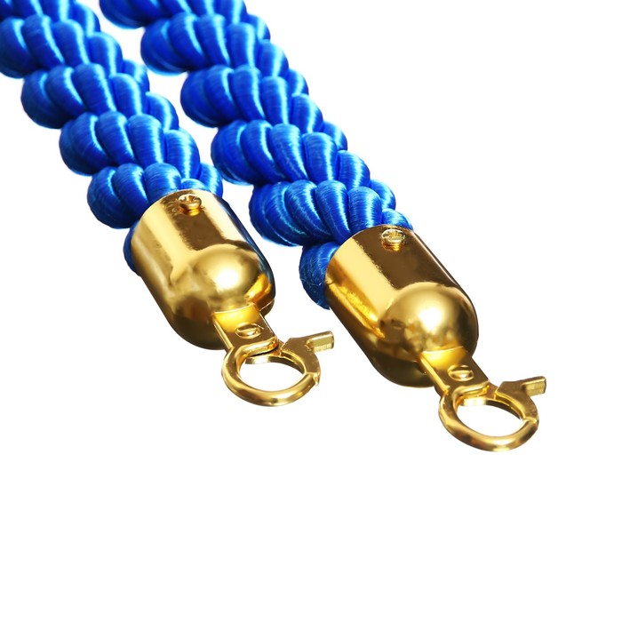 Канат плетеный оградительный 1.5м, золотой наконечник, синий - фото 1928431537