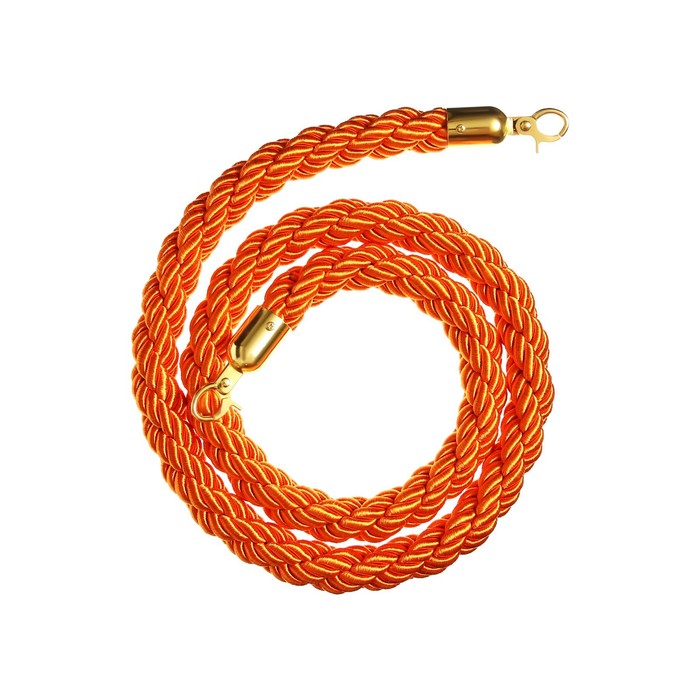 Канат плетеный оградительный 1.5м, золотой наконечник, оранжевый