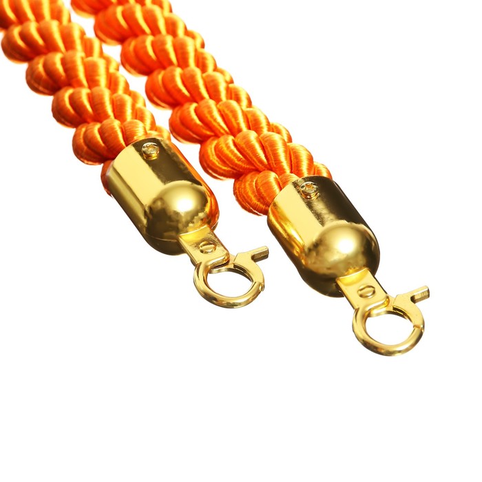 Канат плетеный оградительный 1.5м, золотой наконечник, оранжевый - фото 1907977379