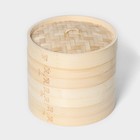 Пароварка Доляна «Восточная кухня», 3 этажа, d=21 см, бамбук - Фото 3