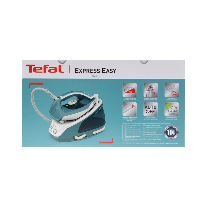 Парогенератор Tefal SV6131E0, 2200 Вт, металлокерамика, 125 г/мин, 1.7 л, сине-зелёный - фото 51503000