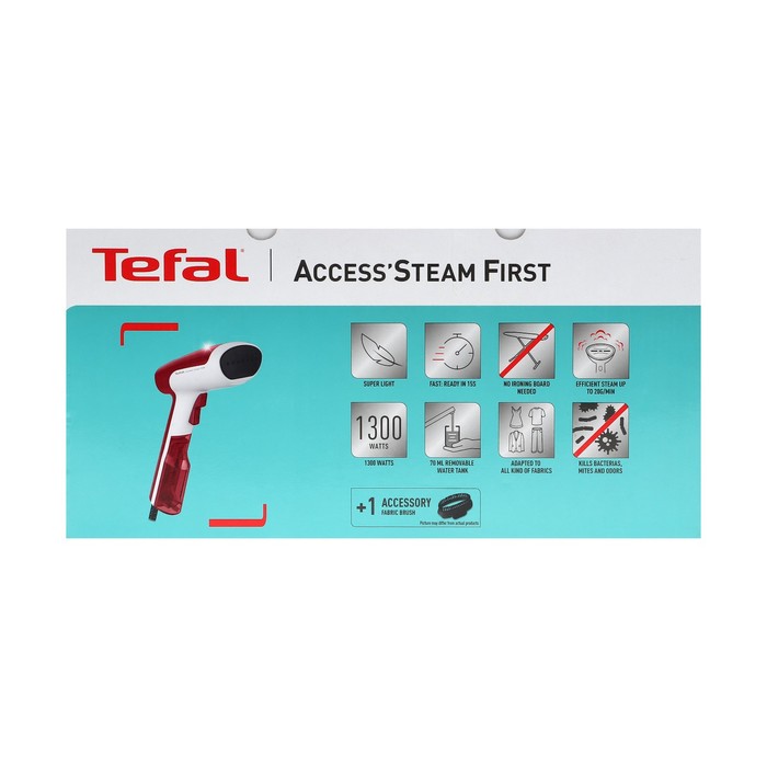 Отпариватель Tefal DT 6132 E0, ручной, 1300 Вт, 70 мл, 20 г/мин, красно-белый - фото 51503016