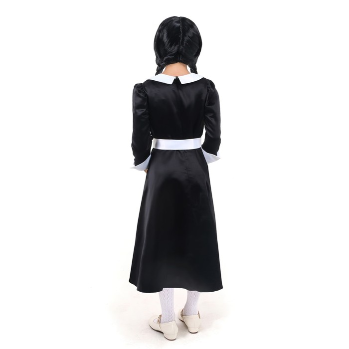 Карнавальное черное платье с белым воротником,атлас,п/э,р-р44,р164