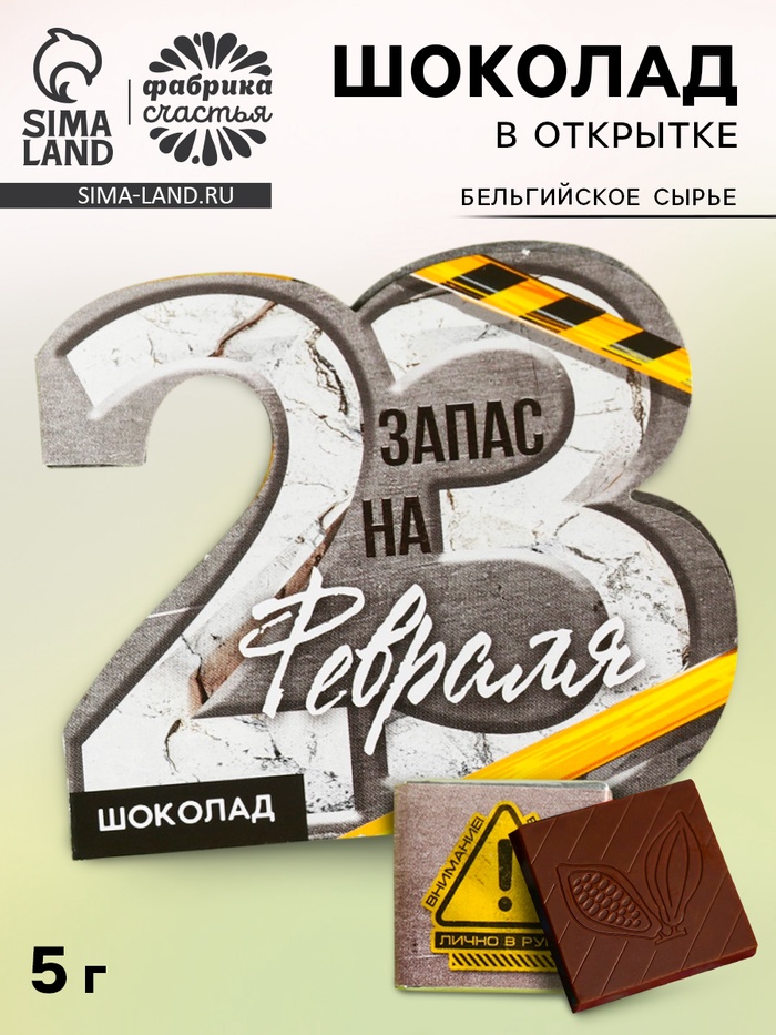 Шоколад молочный в открытке «Запас на 23 февраля», 5 г - Фото 1