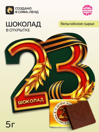 Шоколад молочный в открытке на 23 февраля «Настоящему герою», 5 г