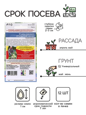 Семена Огурец "Уральский засол - корнишон", 12 шт (комплект 2 шт)