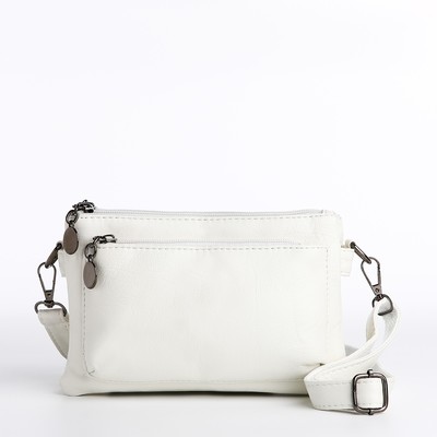 Сумка женская кросс-боди на молнии, 20.5×2×13 см, белая