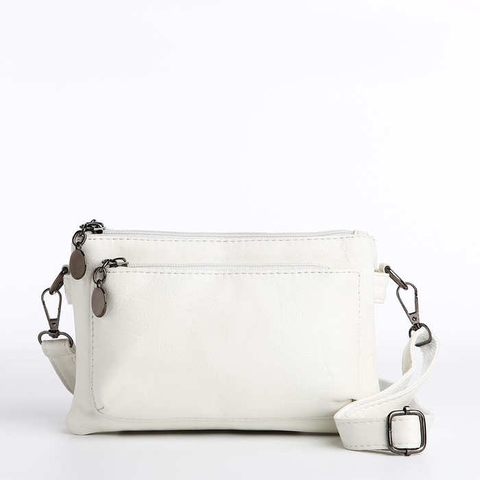 Сумка женская кросс-боди на молнии, 20.5×2×13 см, белая - Фото 1