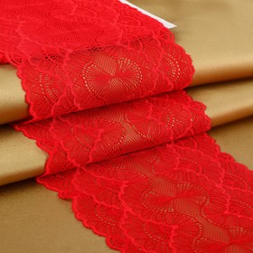 Кружевная эластичная ткань, 180 мм × 2,7 ± 0,5 м, цвет красный