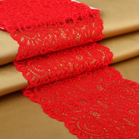 Кружевная эластичная ткань, 190 мм × 2,7 ± 0,5 м, цвет красный