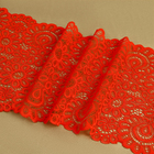 Кружевная эластичная ткань, 190 мм × 2,7 ± 0,5 м, цвет красный - Фото 3