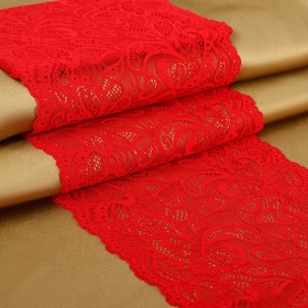 Кружевная эластичная ткань, 230 мм × 2,7 ± 0,5 м, цвет красный