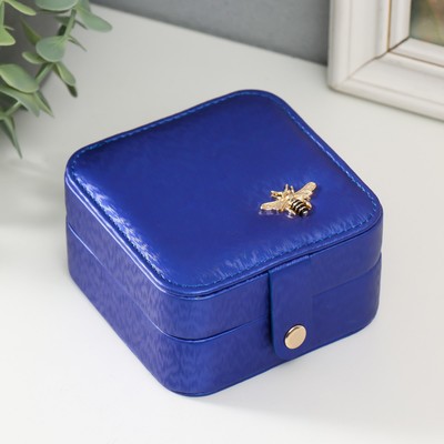 Шкатулка для украшений «Перелив с украшением», текстиль, синяя 10×10×6 см