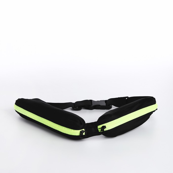 Поясная сумка для бега на молнии, цвет чёрный/зелёный - Фото 1