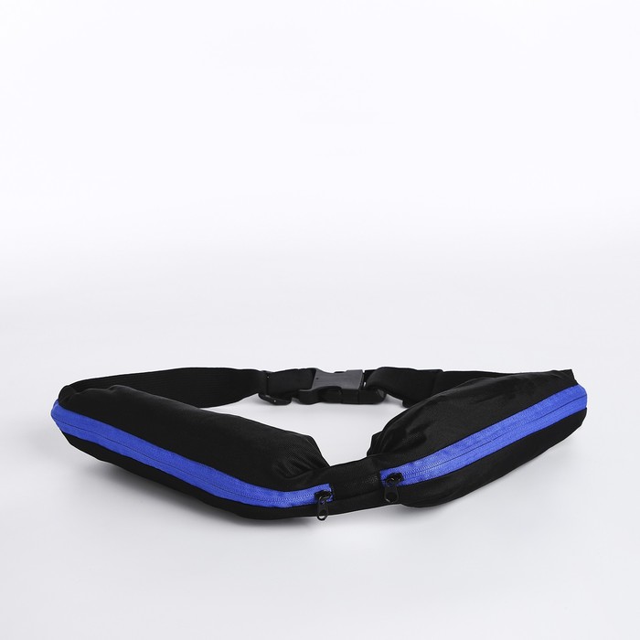 Поясная сумка для бега на молнии, цвет чёрный/синий - Фото 1
