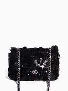 Сумка-клатч женская вечерняя на клапане, на цепочке, с пайетками, чёрная - Фото 2