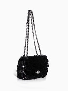 Сумка-клатч женская вечерняя на клапане, на цепочке, с пайетками, чёрная - Фото 6