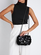 Сумка-клатч женская вечерняя на клапане, на цепочке, с пайетками, чёрная - Фото 8