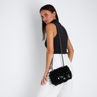 Сумка-клатч женская вечерняя на клапане, на цепочке, с пайетками, чёрная - Фото 10