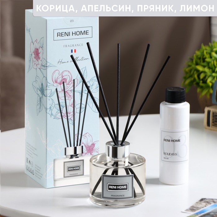 

Диффузор ароматический RENI Home, 100 мл, корица, апельсин. пряник. лимон