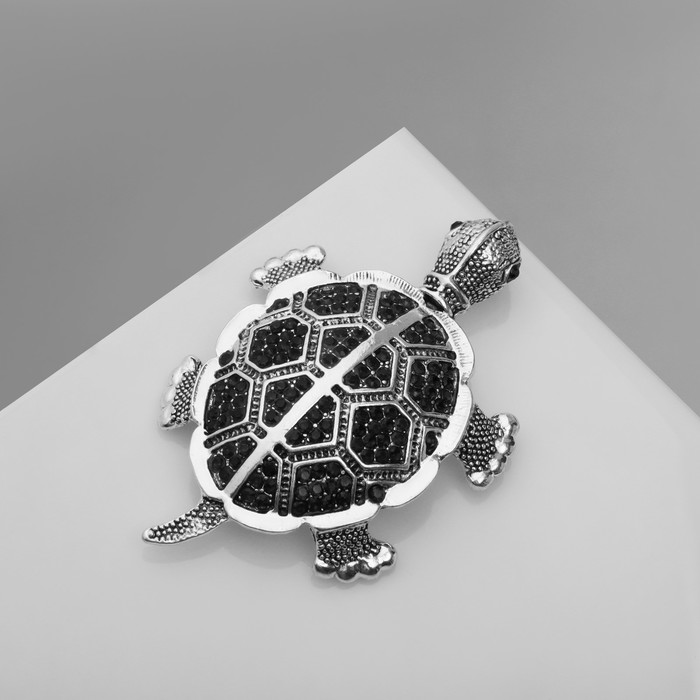 Брошь-кулон «Черепаха» морская, цвет синий в чернёном серебре - Фото 1