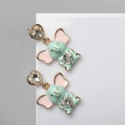 Серьги эмаль «Слоники» с сердечками, цветные в серебре - Фото 2