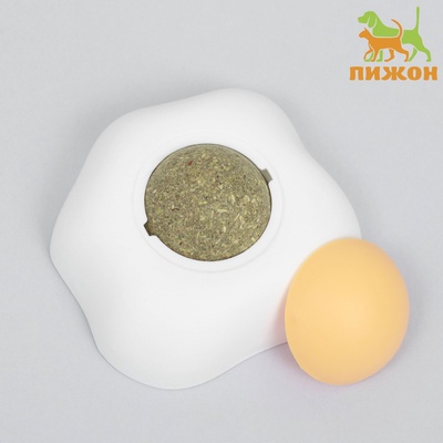 Игрушка с кошачьей мятой для кошек «Яичница», 6 см, пластик, белая