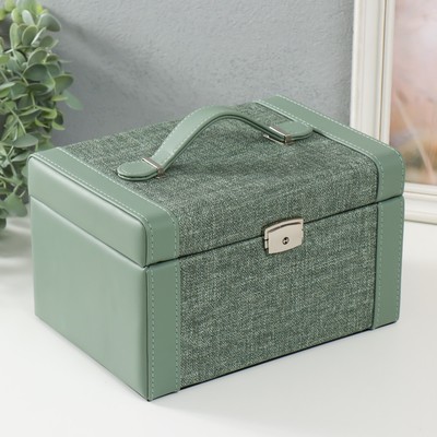 Шкатулка для украшений «Сундук. Зелёная», искусственная кожа, комбинированная, 23.5×16.5×14.5 см