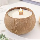 Свеча в кокосе ароматическая, сандал, соевый воск, 8х10 см, в коробке - фото 9862238