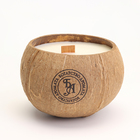 Свеча в кокосе ароматическая, сандал, соевый воск, 8х10 см, в коробке - фото 9862239