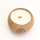 Свеча в кокосе ароматическая, сандал, соевый воск, 8х10 см, в коробке - фото 9862241