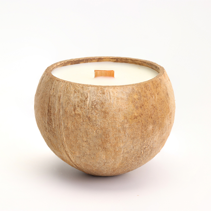 Свеча в кокосе ароматическая, апельсин, соевый воск, 8х10 см, в коробке - фото 1903609887