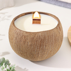 Свеча в кокосе ароматическая, эрл грей, соевый воск, 8х10 см, в коробке - фото 9862245