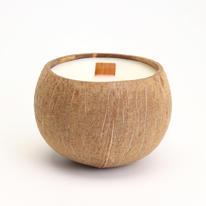 Свеча в кокосе ароматическая, эрл грей, соевый воск, 8х10 см, в коробке - фото 1907977868
