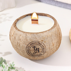 Свеча в кокосе ароматическая, белый чай, соевый воск, 8х10 см, в коробке - фото 9862251