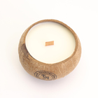 Свеча в кокосе ароматическая, мандарин и ваниль, соевый воск, 8х10 см, в коробке - фото 9862262