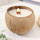 Свеча в кокосе ароматическая, вишня, соевый воск, 8х10 см, в коробке - фото 9862266