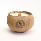 Свеча в кокосе ароматическая, сладкий апельсин и лайм, соевый воск, 8х10 см, в коробке - фото 9862274
