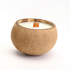 Свеча в кокосе ароматическая, сладкий апельсин и лайм, соевый воск, 8х10 см, в коробке - фото 9862275