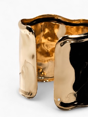 Браслет металл "Манжета" с выемками, цвет золото