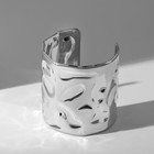 Браслет металл «Манжета» с выемками, цвет серебро - фото 8714637