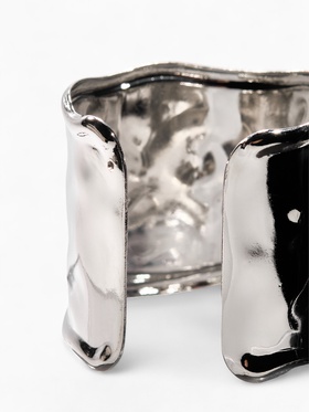 Браслет металл "Манжета" с выемками, цвет серебро