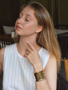 Браслет манжета «Панцирь», металл, цвет золото - Фото 8