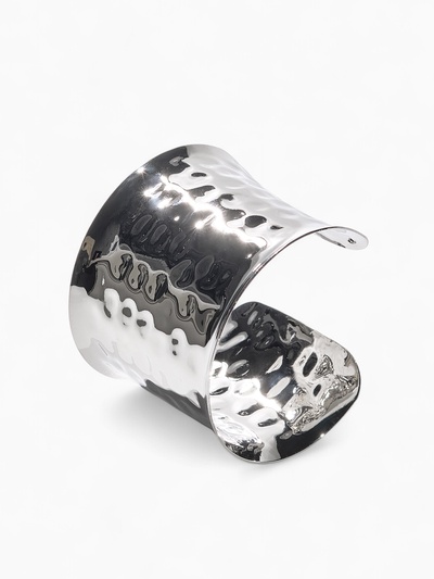 Браслет металл «Манжета» загнутый, цвет серебро