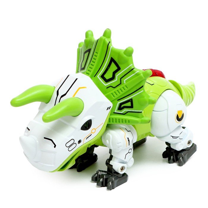 Робот «Динобот», реагирует на прикосновение, световые и звуковые эффекты, металлический, цвет зелёный - фото 1905071037