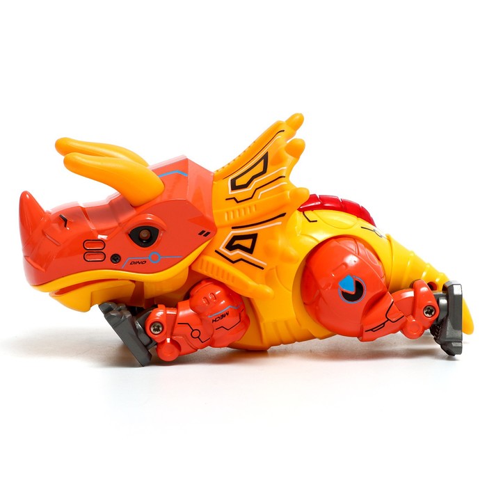 Робот «Динобот», реагирует на прикосновение, световые и звуковые эффекты, металлический, цвет оранжевый - фото 1905071049