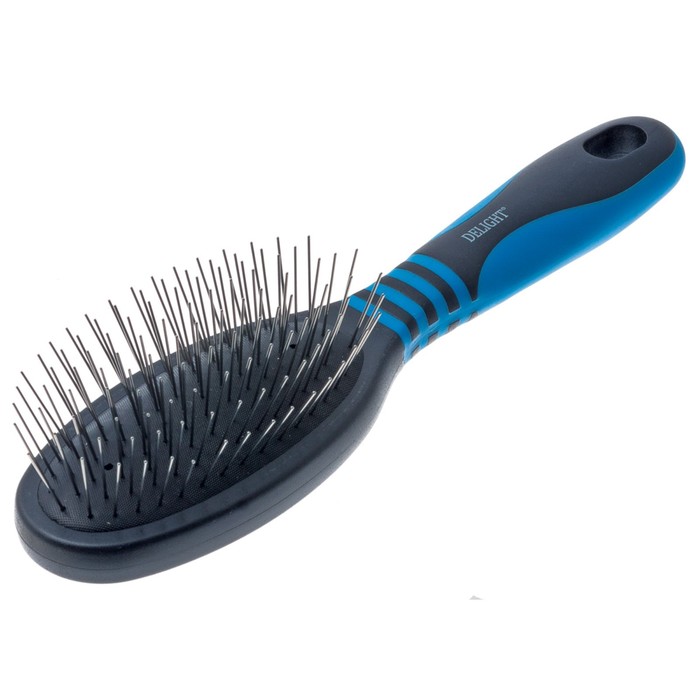 Щетка DeLIGHT массажная, cредняя, металические зубья, чёрно-син - Фото 1