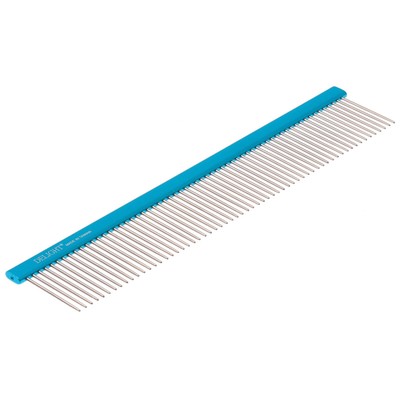Расчёска DeLIGHT алюминиевая, 25 см, с плоской ручкой, 61 зуб 36 мм, чёрно-синяя