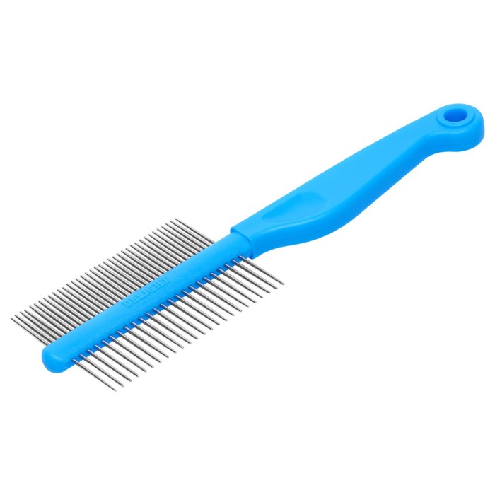 Расчёска DeLIGHT, двухсторонняя 24/37 зубьев 25 мм, пластиковая ручка, голубая - Фото 1
