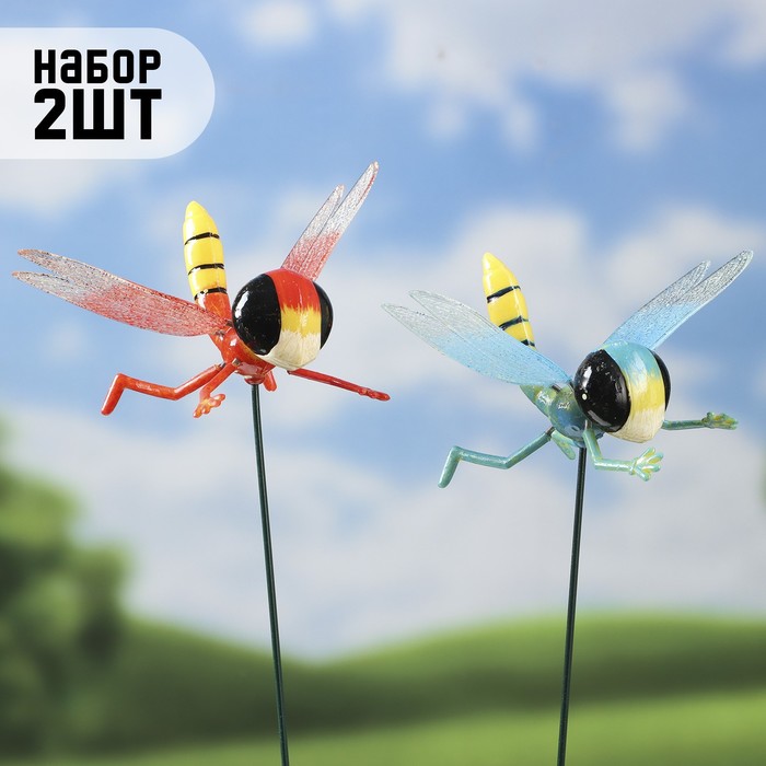 Штекер «Стрекоза волшебница», 40 см, набор 2 шт., МИКС - Фото 1
